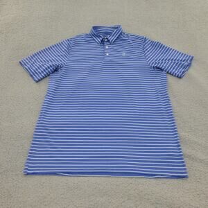 KJUS Shirt Mens XL Polo Golf Blue Striped Performance Short Sleeve Stretch